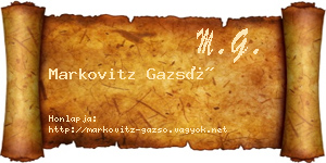 Markovitz Gazsó névjegykártya